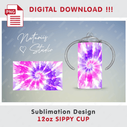 tie-dye sublimation design - seamless sublimation template - 12 oz sippy cup - full cup wrap