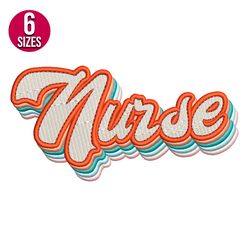 retro nurse embroidery design, machine embroidery pattern, instant download