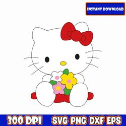 kawaii kitty svg| spring kitty| digital file for crafting|