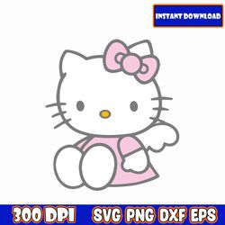 kawaii kitty kittens clipart, cute cats, png stickers, digital download cut file, vector printables, cricut silhouette