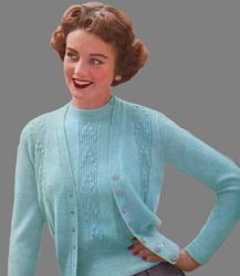 vintage knitting pattern 270 lucelle lady's twin-set women jacket cardigan pullover