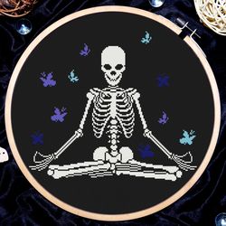 gothic cross stitch pattern, skeleton yoga cross stitch, butterfly cross stitch, anatomy cross stitch, digital pdf