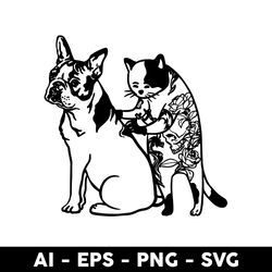 dog cat tattoo svg, dog svg, cat svg, dog and cat svg, cartoon svg - digital file