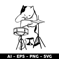 drummer cat svg, cat svg, cartoon cat svg, cartoon svg - digital file