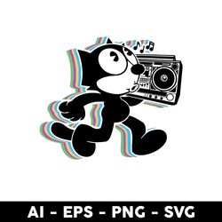 felix the cat hip hop radio svg, felix svg, cat svg, cartoon svg - digital file