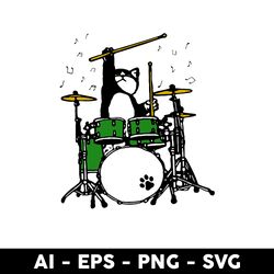 funny cat playing drums svg, funny cat svg, cat svg, animal svg, cartoon svg - digital file