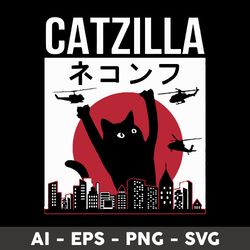 godzilla cat svg, godzilla svg, cat svg, animal svg, cartoon svg - digital file