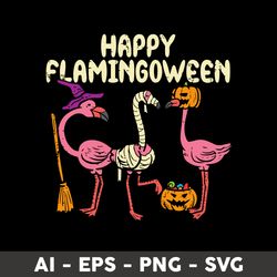 happy flamingoween svg, flamingo svg, halloween svg, pumkin svg, animal svg, cartoon svg - digital file