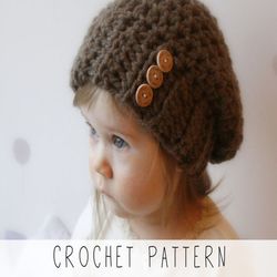 crochet pattern basic slouch x beginners beanie hat crochet pattern x easy hat crochet pattern x chunky hat x kids