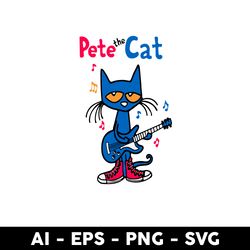 pete the cat guitar svg, cat svg, funny cat svg, guitar playing cat svg, cartoon svg - digital file