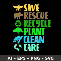 save bees rescue animals recycle plastic earth day svg, animal svg, sea svg - digital file