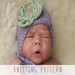 knitting pattern earflap hat x baby earflap hat knit pattern x newborn hat pattern x preemie hat x easy beanie hat knit