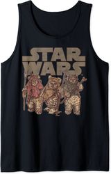 star wars ewok group shot logo tank top