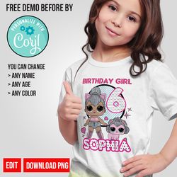 personalize lol surprise dolls birthday girl shirt png digital instant download