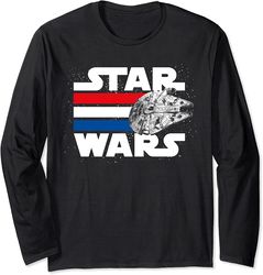 star wars falcon stripes red white & blue long sleeve tee