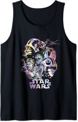 star wars group shot holographic poster tank top