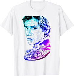 star wars han solo millennium falcon neon gradient t-shirt