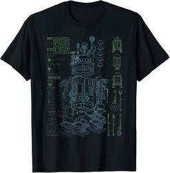 star wars inside r2-d2 schematic graphic t-shirt