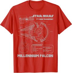 star wars millennium falcon grey schematics t-shirt c2