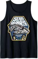 star wars millennium falcon han and chewie poster tank top