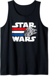 star wars millennium falcon red white and blue stripes tank top