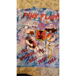 pink floyd the division bell two side tour tee rock band shirt 1994 amazing tie dye unworn size large