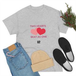 T-Shirt Two Hearts Beat as One, U2, Music, Rock Shirt, Valentines Shirt, Love