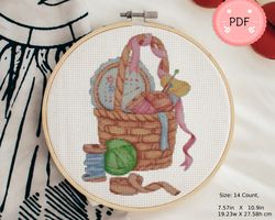 cross stitch pattern , basket for crochet and knitting,instant download ,x stitch chart