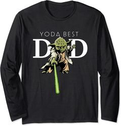 star wars yoda lightsaber best dad father's day long sleeve