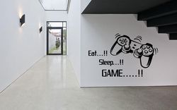 eat, sleep, game, gamer sticker, video game, computer game, game play, wall sticker vinyl decal mural art decor