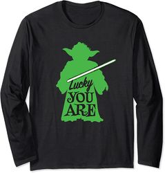 star wars yoda lucky you are green st. patrick's day long sleeve