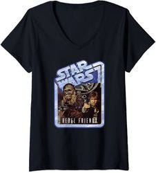 womens star wars chewbacca and han solo rebel friends v-neck