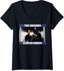 womens star wars darth vader & luke that awkward elevator moment v-neck