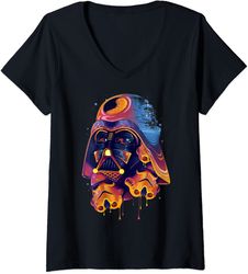 womens star wars darth vader trooper helmets psychedelic drip v-neck