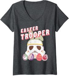 womens star wars easter storm trooper with logo eggs v-neck