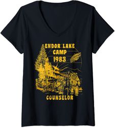 womens star wars endor lake camp 1983 counselor v-neck