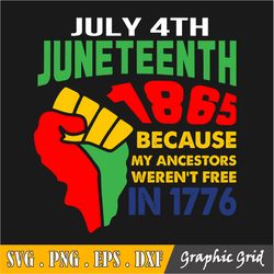 july 4th juneteenth 1865 because my ancestors weren't free in 1776 svg, black lives matter svg, black pride svg