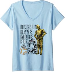 womens star wars rebels have more fun droids v-neck