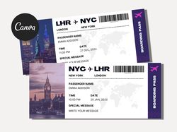 Boarding Pass Template, Personalised Travel Ticket, Surprise Trip, Flight Gift Voucher, Surprise card, Editable in Canva