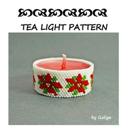 poinsettia christmas flowers tea light holder peyote pattern xmas beading do it yourself gifts at home decor beaded