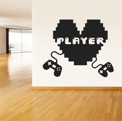 player, pixel, 8 bit, 16 bit picture, video game, computer game, game play, wall sticker vinyl decal mural art decor