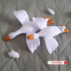 goose soft toy to hug pattern , sewing pattern for making a plush or felt goose ornament