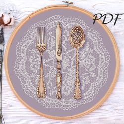 cross stitch pattern pdf cutlery cross stitch pattern pdf design for embroidery