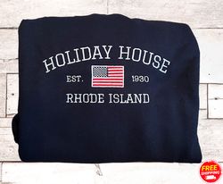 Holiday House Embroidered Sweatshirt With Initials On Sleeve, Y2k Style Embroidered Sweater, Gift For Her