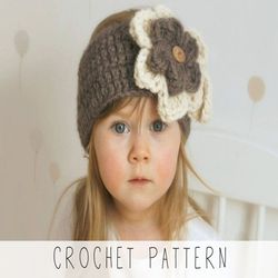 girls flower headband crochet pattern beginners headband crochet pattern ear warmer with flowers crochet pattern toddler