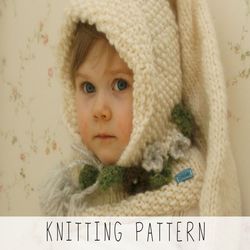 knitting pattern long tail hoodie x elf knit pattern x winter snood x knit kids hood x chunky hooded cowl x kids hooded