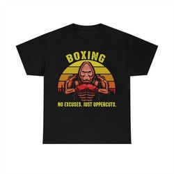 Bigfoot Boxing No Excuses Just Uppercuts Vintage Retro T-Shirt