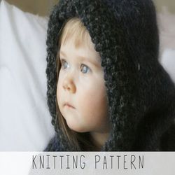 KNITTING PATTERN easy hooded cowl x Scoodie knit pattern x Winter kids hood x Chunky easy knits x Winter chunky hooded