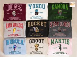 customized vintage gotg characters sweatshirt, all character galaxy est family matching shirts