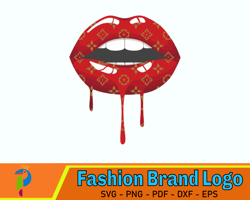 louis vuitton dripping lips svg, lv lips, louis vuitton lips art, lv lips png,luxury brand logo svg, fashion brand svg,